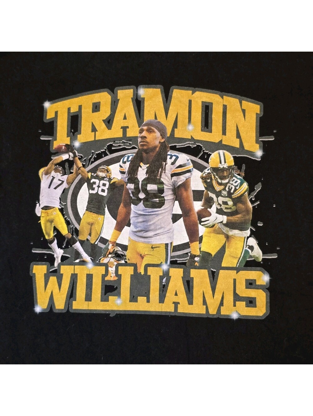 Tramon Williams Graphic T-Shirt Tee Green Bay Packers Cotton Sz M USA